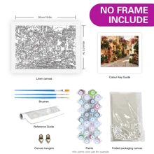 按數字繪畫成人初學者花卉 Diy 禮品帆布畫丙烯顏料套件繪畫手工 40x50 厘米/16x20 英寸無框 - 彩色 - 查看 2