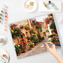 按數字繪畫成人初學者花卉 Diy 禮品帆布畫丙烯顏料套件繪畫手工 40x50 厘米/16x20 英寸無框 - 彩色 - 查看 4