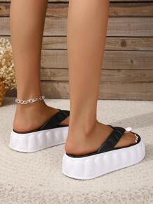 Dép xỏ ngón tối giản cho nữ, Dép xỏ ngón thời trang PVC - màu đen - Xem 4