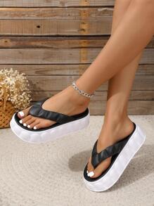 Dép xỏ ngón tối giản cho nữ, Dép xỏ ngón thời trang PVC - màu đen - Xem 1