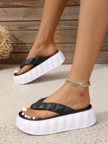 Dép xỏ ngón tối giản cho nữ, Dép xỏ ngón thời trang PVC - màu đen - Xem 2