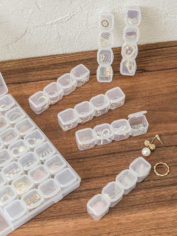 1pc Clear Portable Jewelry Box, Necklace Ring Earring Storage Box