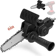 1入組，迷你電鑽鏈鋸，6英寸電鏈鋸鑽頭附件，鏈鋸鑽頭附件，鏈鋸轉換器，木工園藝用鏈鋸