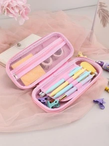 1 hộp bút chì họa tiết hoạt hình, hộp bút chì đa năng dễ thương cho học sinh - Màu Hồng baby - Xem 5