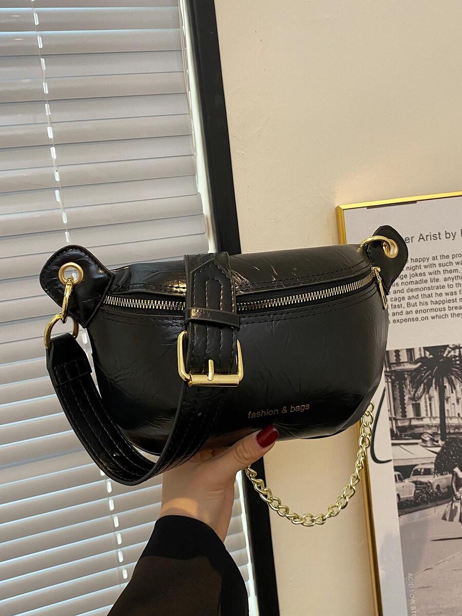 Multi-Functional Chain Waist Bag - Black - View 1