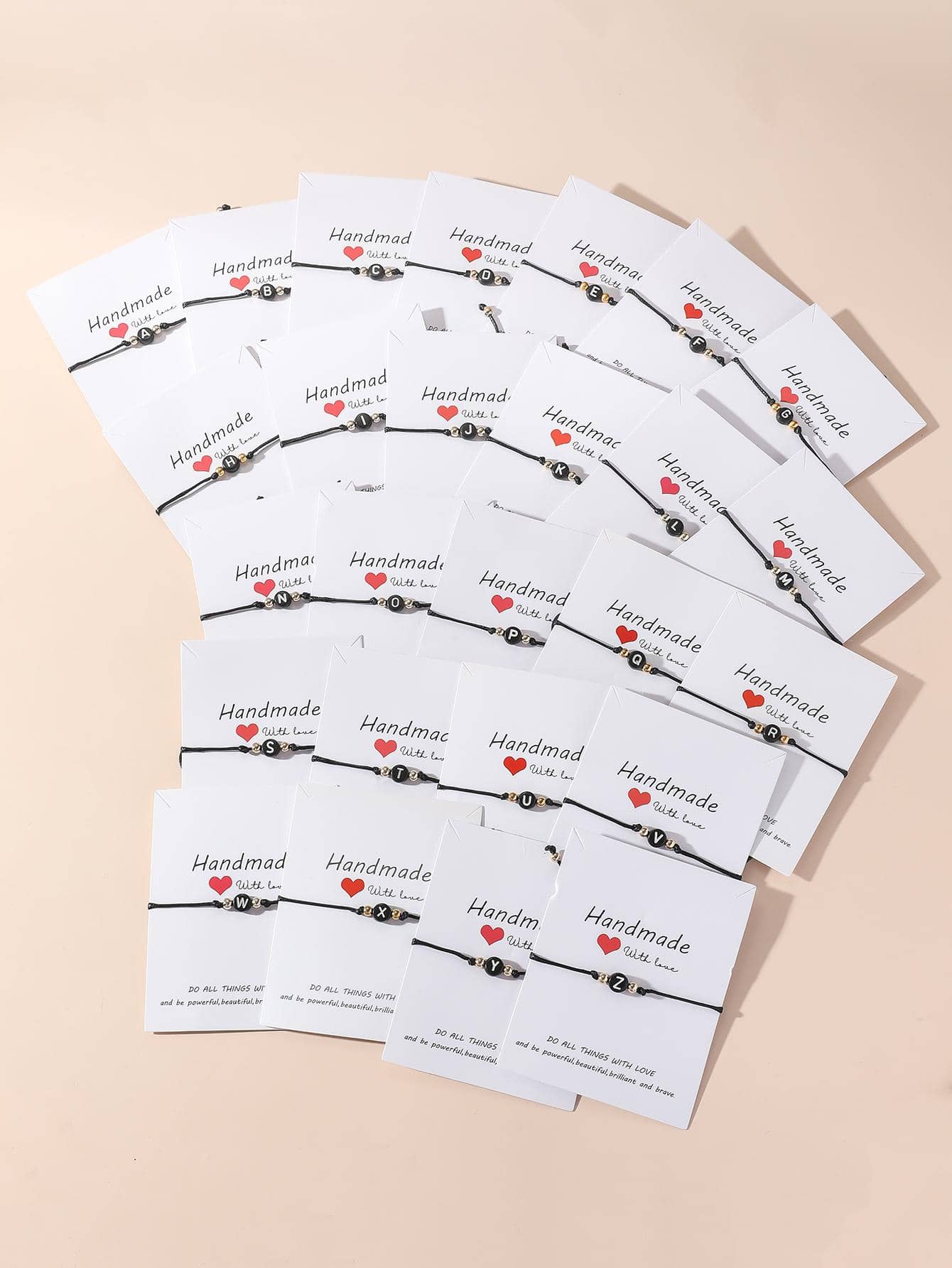 1入組簡約風和時尚26字母情侶朋友手環 - 黑色 - 查看 1