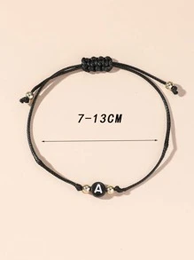 1入組簡約風和時尚26字母情侶朋友手環 - 黑色 - 查看 3