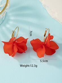 Bông tai thả hoa 2 chiếc - Đỏ - Xem 5