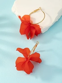 Bông tai thả hoa 2 chiếc - Đỏ - Xem 3