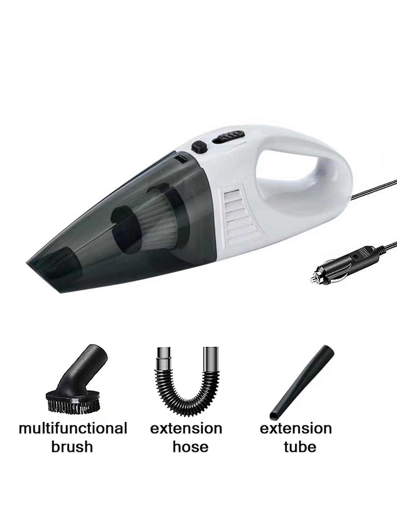 12v 通用汽車點煙器插座便攜式乾濕兩用吸塵器 - 白色 - 查看 1
