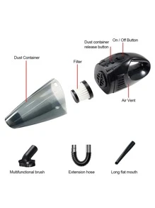 12v 通用汽車點煙器插座便攜式乾濕兩用吸塵器 - 白色 - 查看 5