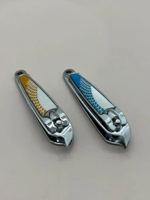 安全指甲剪,2入組不銹鋼銀便攜美甲工具適合女士和男士