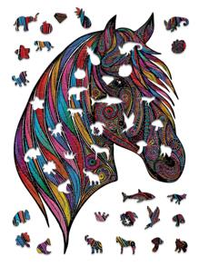 1入組有趣的馬動物成人家庭聚會拼圖 - 彩色 - 查看 1