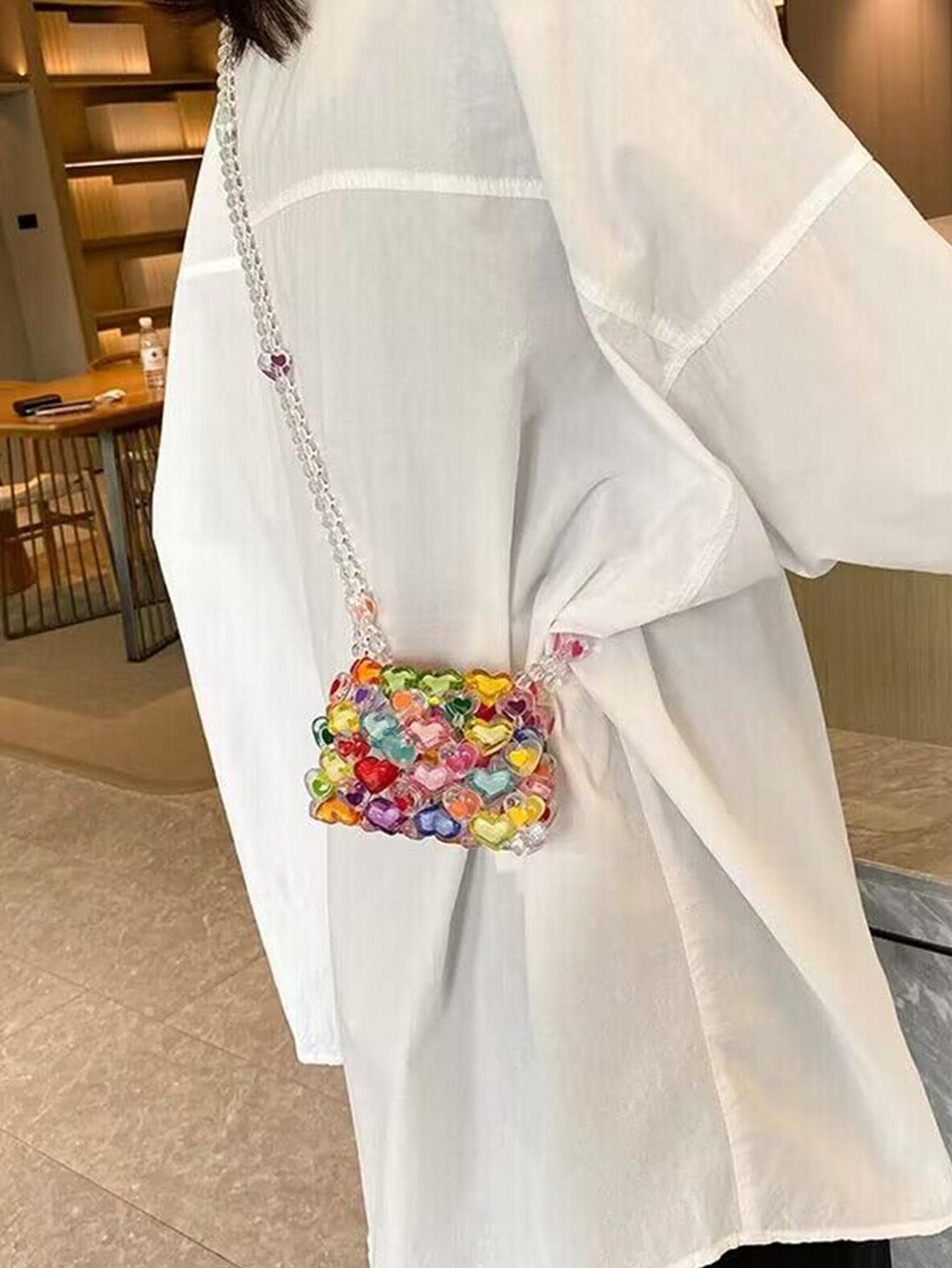 New Mini Cute Acrylic Crossbody Bag Colorful Beaded Handbag, Colorful Purse For Women - Multicolor - View 1
