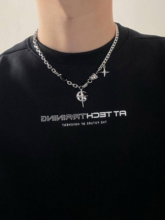 男士月亮和星星吊墜項鍊,適用於首飾類禮品和派對