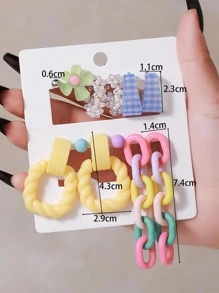 12 cái/bộ Bông tai trang trí chuỗi và hoa - Nhiều màu - Xem 4