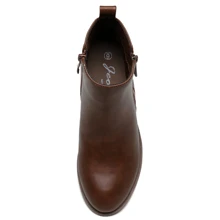 Jeossy Women's Elegant Ankle Boots Tan Nubuck Thick Low Heel Zipper Round Toe Fashion Booties for Women - Coffee Brown - View 5