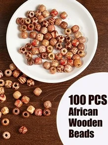 100颗木珠DIY发饰波西米亚风，头部饰品，女士发饰