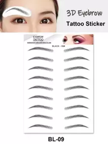 3D Black Eyebrow Tattoos Stickers Eyebrow Water Transfers Stickers Hair-Like Waterproof Eyebrow Stickers For Brow Shaping
