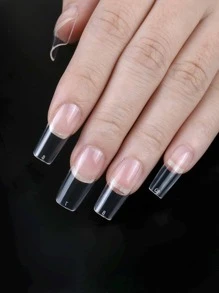 240pcs/Box Bulk Transparent Long Square Thickened Artificial Nail Tips, No Trace For Nail Extension Press On Nails Nail Supplies - Clear - View 2