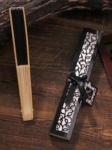 1入女性兩色時尚手持扇，適用於日常休閒生活 - 黑色 - 查看 2