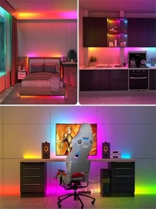 1入組銅質LED燈條，現代多彩WS2812B5050RGBIC28鍵遙控LED燈，適用於家居裝飾 - 彩色 - 查看 6