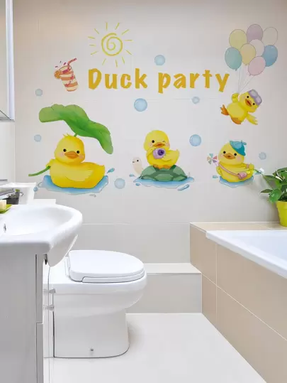 1pc Cartoon Duck Pattern Wall Sticker, Modern PVC Wall Decal For Home,Stickers,Wall Decal, Vinyl Decal For Home Decorations,Spring Decoration Items Refresh Your Home,Rama Decoration Stickers