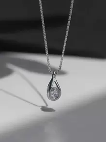 Collar con colgante con diamante de imitación gota de agua