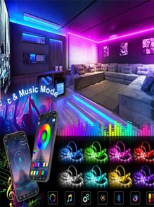 1入組銅質LED燈條，現代多彩WS2812B5050RGBIC28鍵遙控LED燈，適用於家居裝飾 - 彩色 - 查看 7