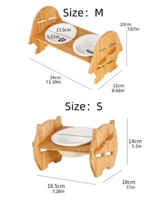 1 Bát Sứ Thiết Kế Cho Mèo Cho Chó Mèo Ăn Thức Ăn - Màu be - Xem 4