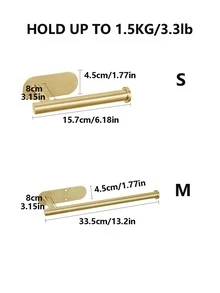 1pc Metallic Stainless Steel Toilet Paper Holder, Simple Multipurpose Golden Tissue Roll Holder For Home - Gold - View 4
