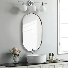 ANDY STAR Oval Mirror for Bathroom,  Oval Bathroom Vanity Mirror, Solid Metal Framed Pill Shaped Mirror Wall Mounted Hangs Horizontally or Vertically - 拉絲鎳 - 查看 3