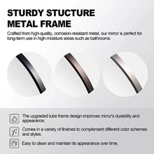 ANDY STAR Oval Mirror for Bathroom,  Oval Bathroom Vanity Mirror, Solid Metal Framed Pill Shaped Mirror Wall Mounted Hangs Horizontally or Vertically - 拉絲鎳 - 查看 5