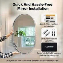 ANDY STAR Oval Mirror for Bathroom,  Oval Bathroom Vanity Mirror, Solid Metal Framed Pill Shaped Mirror Wall Mounted Hangs Horizontally or Vertically - 拉絲鎳 - 查看 7