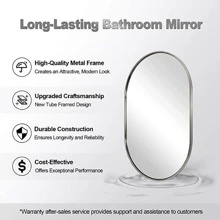 ANDY STAR Oval Mirror for Bathroom,  Oval Bathroom Vanity Mirror, Solid Metal Framed Pill Shaped Mirror Wall Mounted Hangs Horizontally or Vertically - 拉絲鎳 - 查看 6