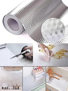 1入組PVC廚房現代幾何圖案防水牆貼 - 銀色 - 查看 8