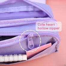 1个可爱小学生多功能大容量可拆卸甜甜圈造型减压铅笔盒、铅笔袋、书包、文具 - 紫色 - 查看 8