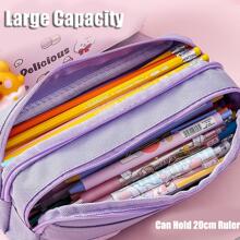 1个可爱小学生多功能大容量可拆卸甜甜圈造型减压铅笔盒、铅笔袋、书包、文具 - 紫色 - 查看 7