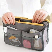 1入組收納內襯袋，雙拉鍊多功能收納袋 - 灰色 - 查看 1