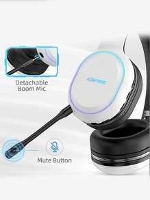 KOFIRE 2.4GHz/Wireless Gaming Headset, Wireless Gaming Headset Compatible With Switch, PC, , , Vibration Feedback Over Ear Headphones With Noise-Proof Mic, LED Light - Black and White - View 5