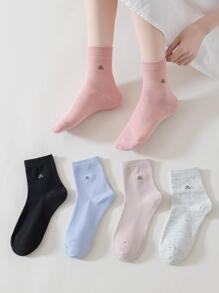 1/5 双极简树纹女士日常中筒袜 - 彩色 - 查看 3