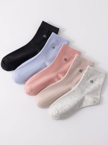 1/5 双极简树纹女士日常中筒袜 - 彩色 - 查看 1