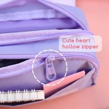 1入組可愛的小學生多功能大容量可拆卸甜甜圈形狀緩解壓力筆袋 - 淡紫色 - 查看 7