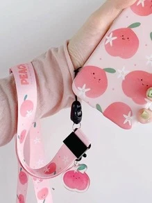 1pc Peach Pattern Lanyard, Cute Multi-purpose ID Card Lanyard For Student - Multicolor - View 4