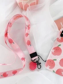 1pc Peach Pattern Lanyard, Cute Multi-purpose ID Card Lanyard For Student - Multicolor - View 3