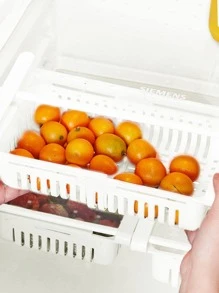 1pc PP Refrigerator Basket, Modern Multifunctional Refrigerator Organizer Box For Kitchen - White - View 2