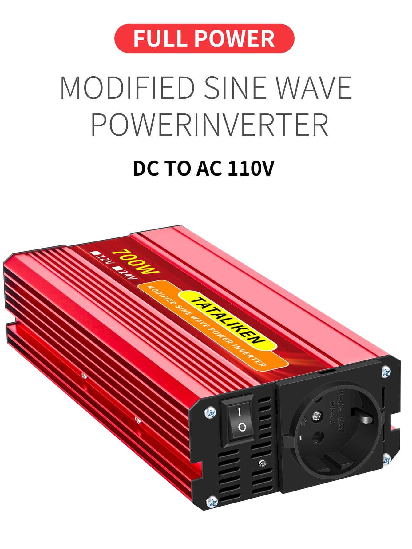 Power Inverter 700W Full Power 12V To 220V AC With EU Socket And LED ...