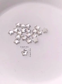 1包20顆扁底五角星形指甲鑽,指甲藝術裝飾品 - 無色 - 查看 2
