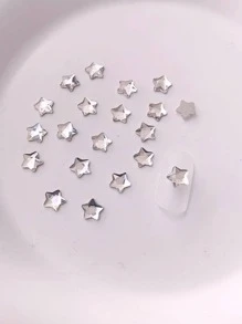 1包20顆扁底五角星形指甲鑽,指甲藝術裝飾品 - 無色 - 查看 1