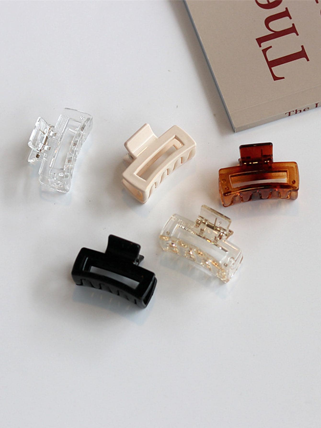 5pcs Women's Small 4cm Solid Color Square Hair Clips, Suitable For Daily Use Fall Winter Claw Clip Hair Accessories For Women For Vacation Outfits Woman - Multicolor - View 1